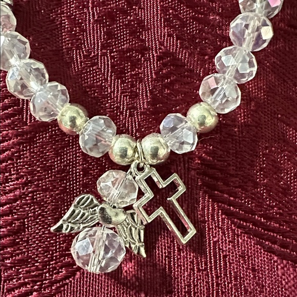 Jewelry - Crystal Beaded Bracelet with Cross Charm